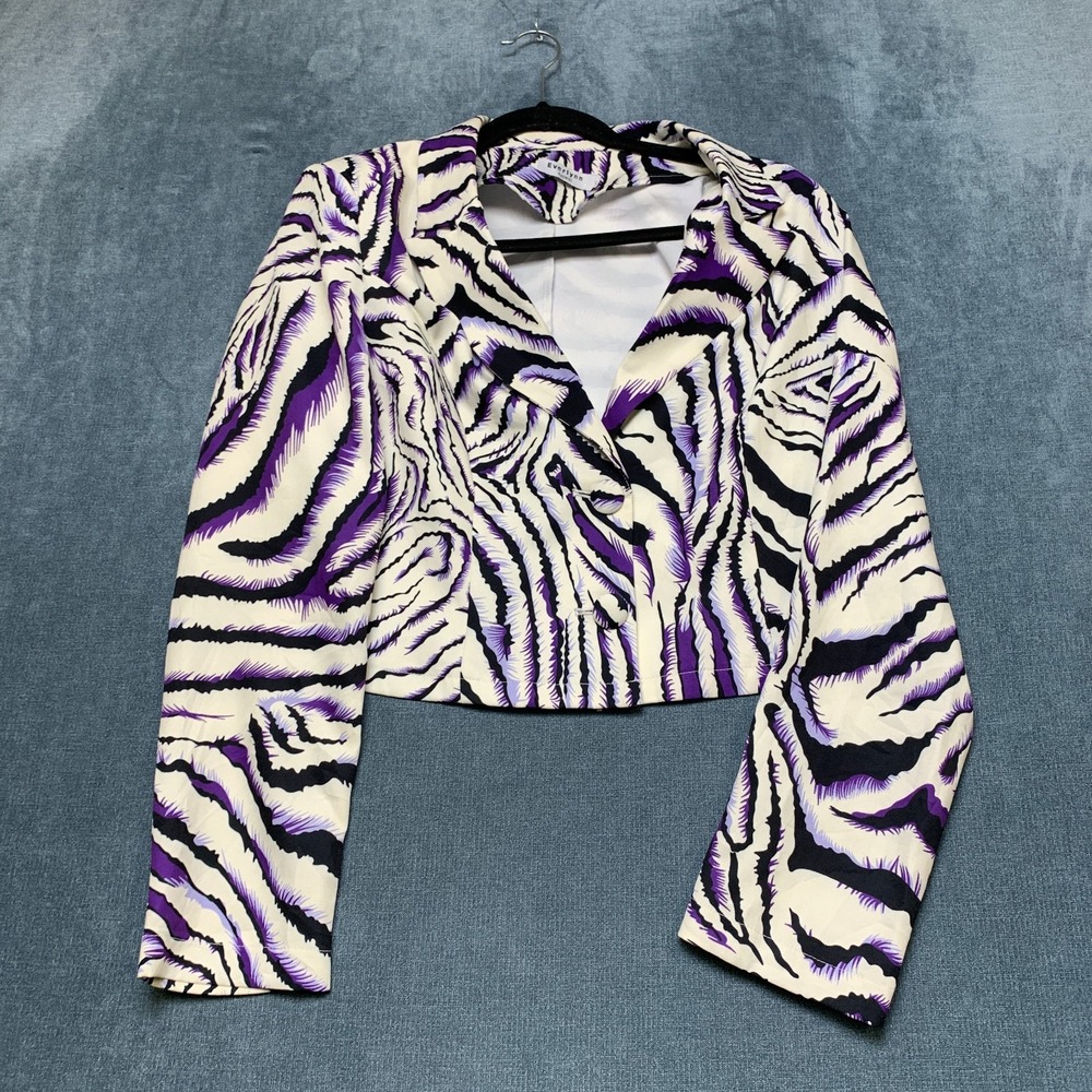 Everlynn Apparel Crop Blazer Jacket Womens Large Multicolor Animal Print Formal